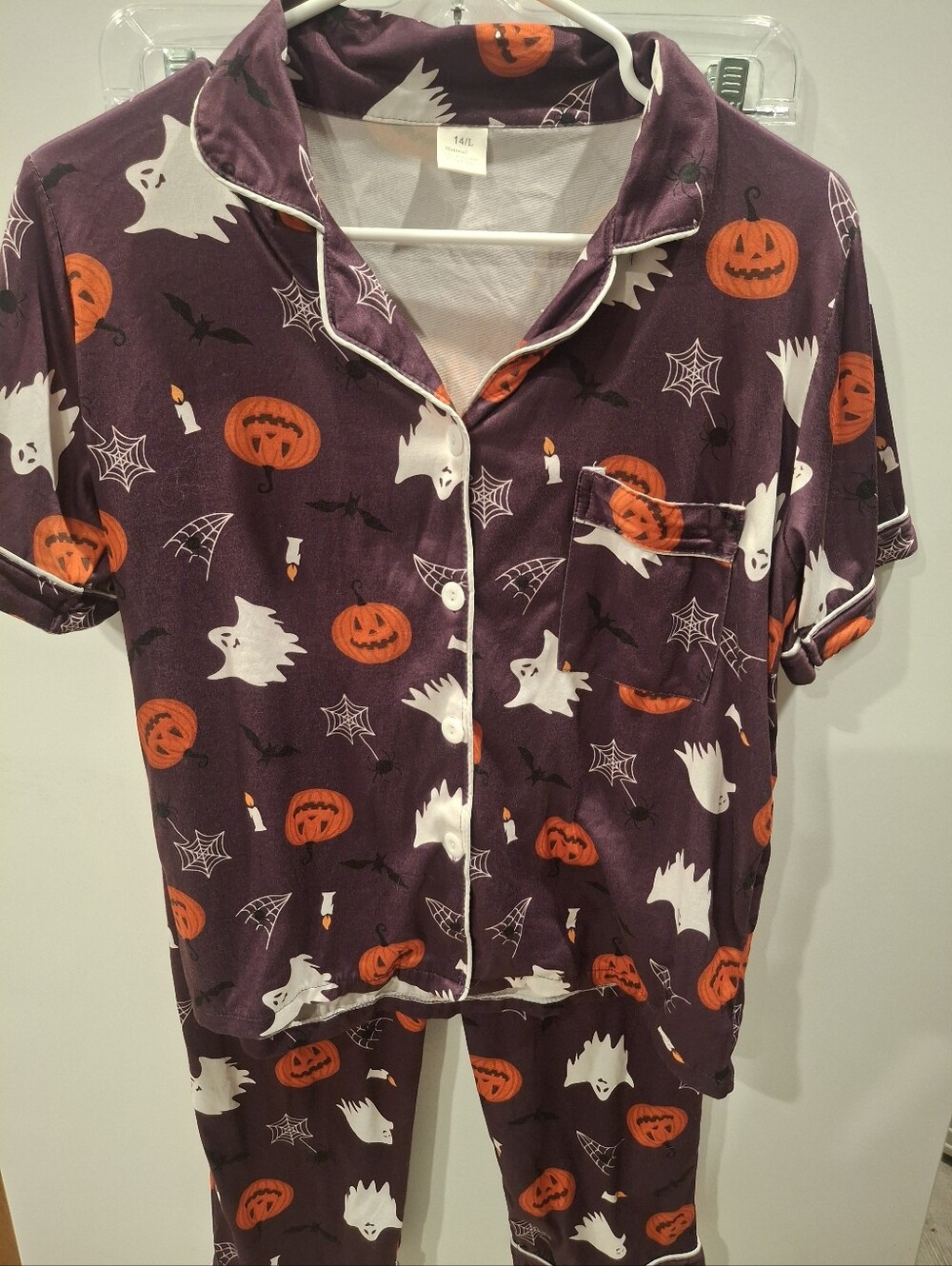 Kids Halloween Ghost & Pumpkin Pajama Set - Purple
